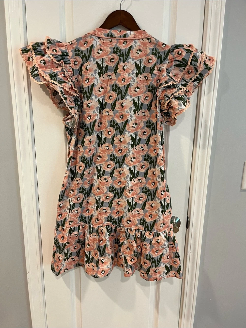 JODIFL Blush Floral Ruffle-Sleeve Women’s Dress - Picture 7 of 8